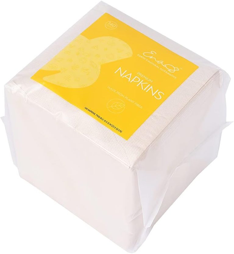 100% Tree-Free Paper Napkins [13”X13” 140 Pack] Absorbent Wedding Napkins, Soft and Strong Dinner Napkins, Linen-Like, Eco-Friendly, Unbleached, by Earth’s Natural Alternative