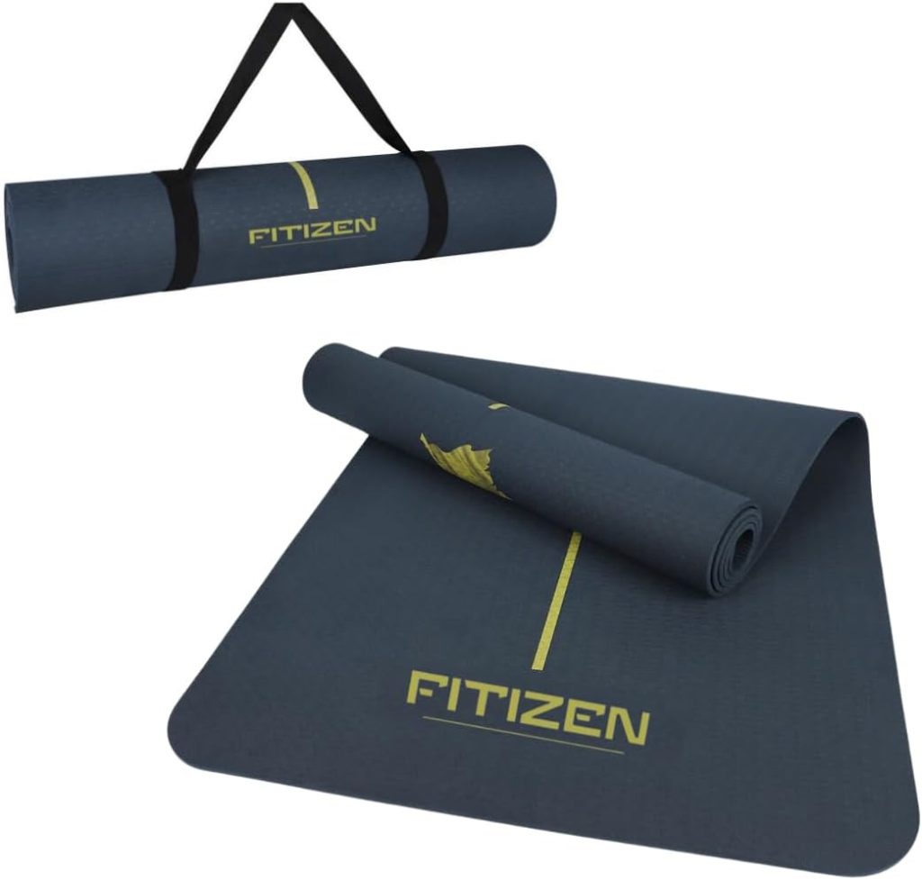 Center Alignment Yoga Mat, Thick, Non-Slip, Large Exercise Mat for Home, Workout Mat with Strap, Mats for Pilates, Lightweight, and Durable Workout Mat for Women and Men – 1/4-inch Thick Center Alignment Yoga Mat, Thick, Non-Slip, Large Exercise Mat for Home, Workout Mat with Strap, Mats for Pilates, Lightweight, and Durable Workout Mat for Women and Men – 1/4-inch Thick