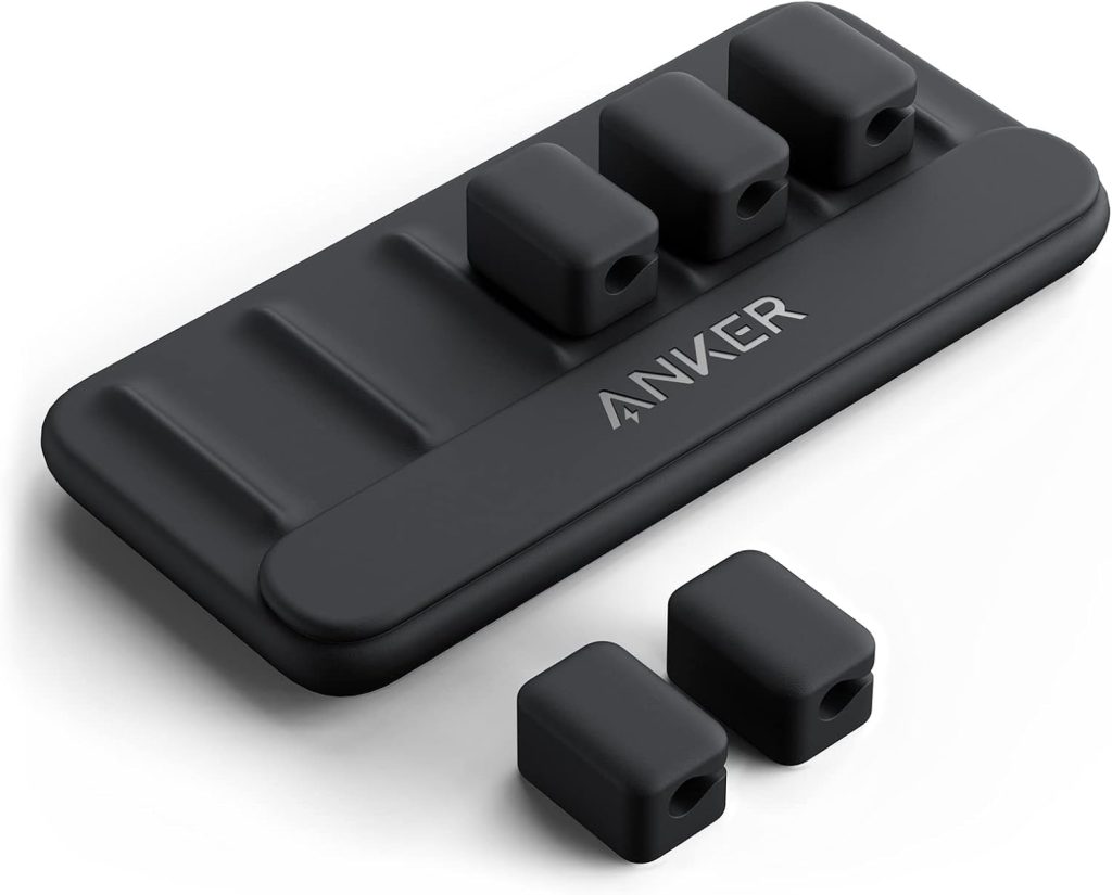 Anker Cable Management, Magnetic Cable Holder, Desktop Multipurpose Cord Keeper, 5 Clips for Lightning, USB C, Micro Cables, Other Wires, Sticks to Wood, Marble, Metal, Glass (Black) Anker Cable Management, Magnetic Cable Holder, Desktop Multipurpose Cord Keeper, 5 Clips for Lightning, USB C, Micro Cables, Other Wires, Sticks to Wood, Marble, Metal, Glass (Black)