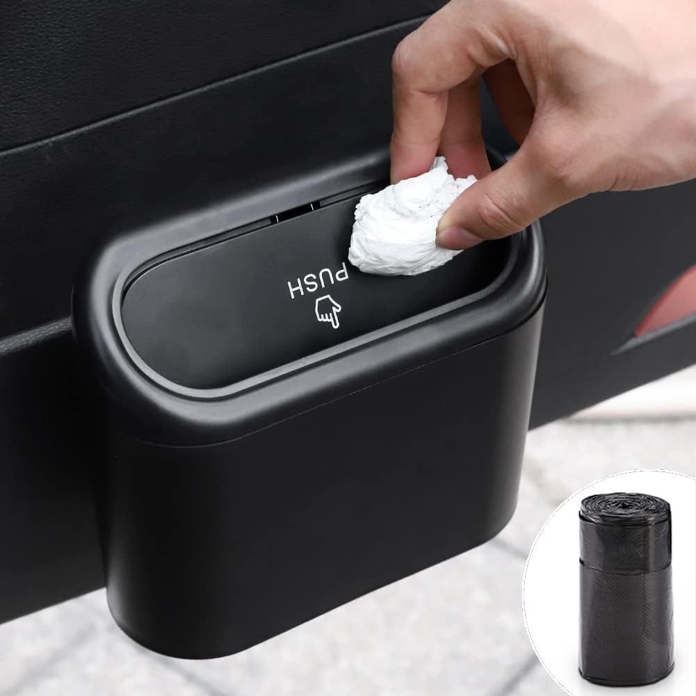Accmor Car Trash Can with Lid, Mini Auto Dustbin Garbage Organizer with One Roll Plastic Trash Bag, Automotive Garbage Container Bin for Vehicle, Home, Office Accmor Car Trash Can with Lid, Mini Auto Dustbin Garbage Organizer with One Roll Plastic Trash Bag, Automotive Garbage Container Bin for Vehicle, Home, Office