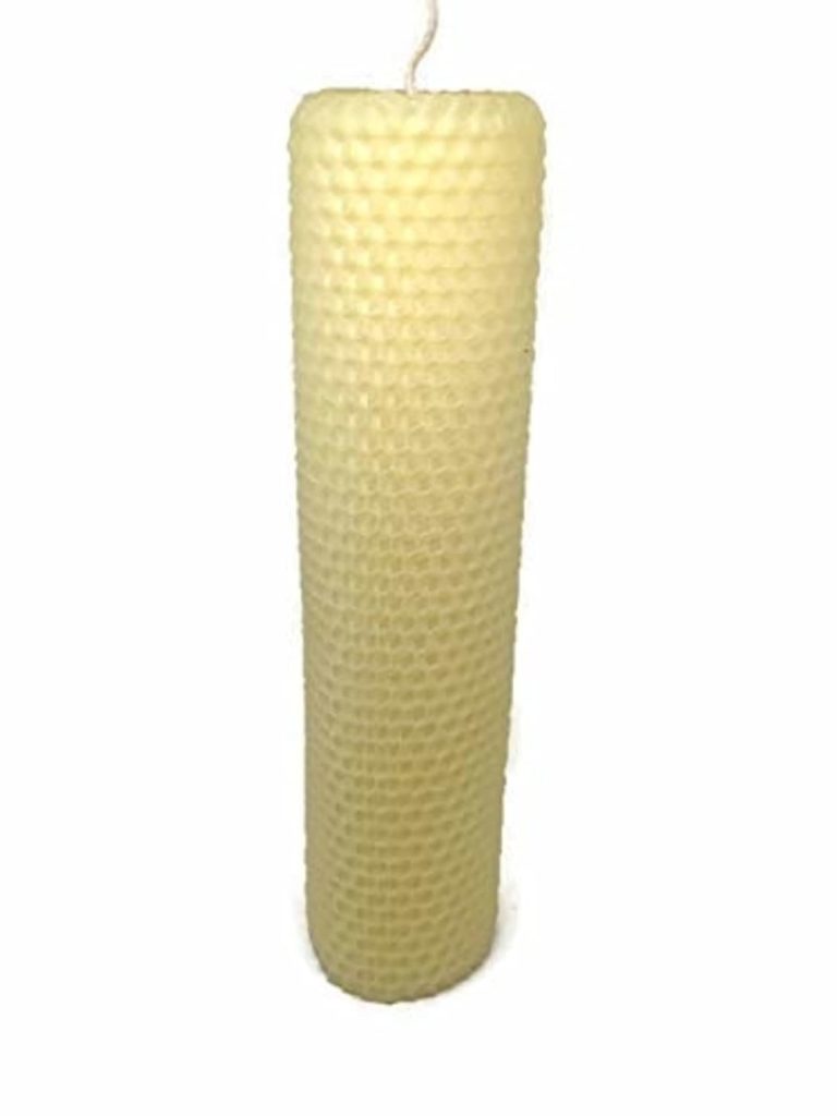 BearNaturalOrganics Hand Rolled Natural Beeswax Pillar Candle 2 inches x 8 inches