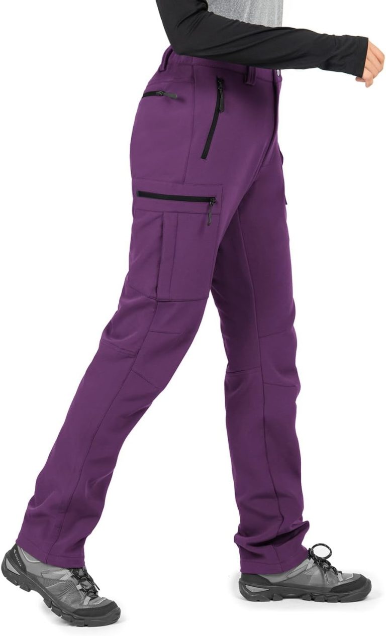 Wespornow Women’s-Fleece-Lined-Hiking-Pants Snow-Ski-Pants Water-Resistance-Outdoor-Softshell-Insulated-Pants for Winter