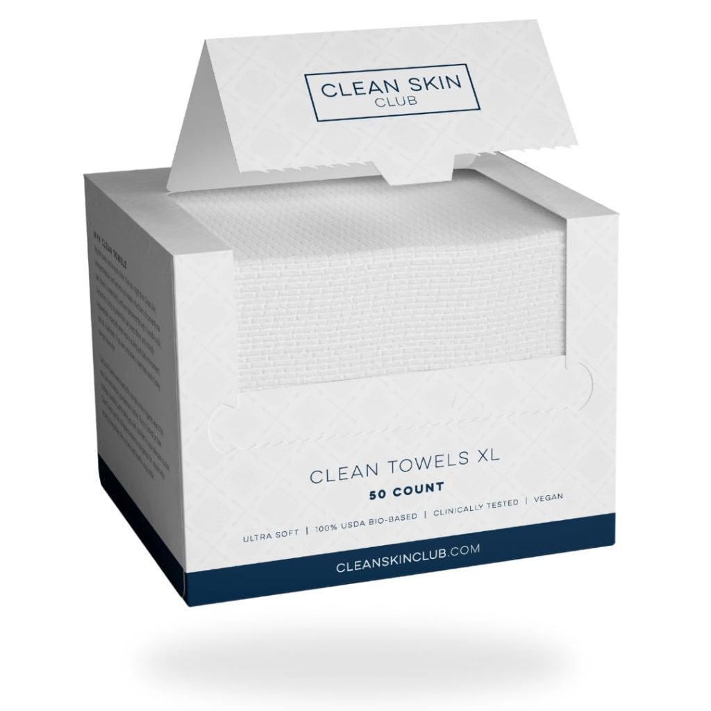 Clean Skin Club Clean Towels XL™, 100% USDA Biobased Face Towel, Disposable Face Towelette, Makeup Remover Dry Wipes, Ultra Soft, 50 Ct, 1 Pack Clean Skin Club Clean Towels XL™, 100% USDA Biobased Face Towel, Disposable Face Towelette, Makeup Remover Dry Wipes, Ultra Soft, 50 Ct, 1 Pack