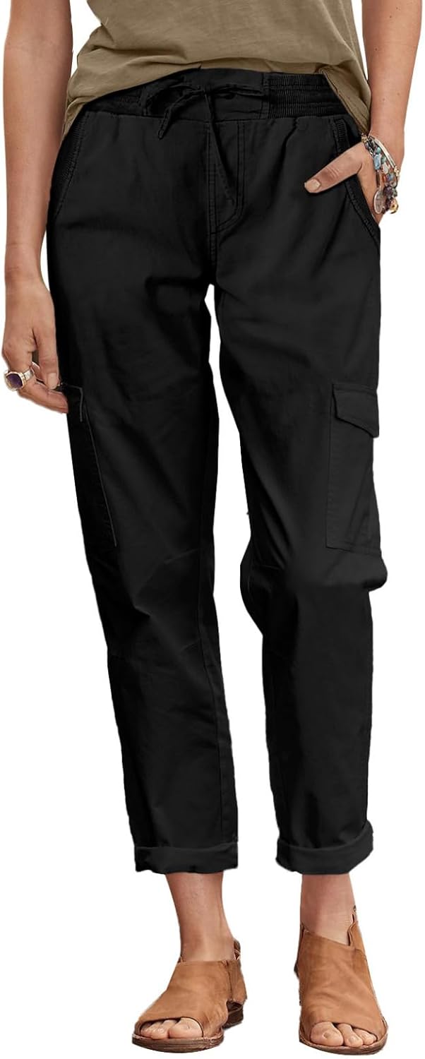 Dokotoo Womens Cargo Pants Fit High Waist Casual 4 Pocketed 2023 Hiking Outdoor Pants S-XL