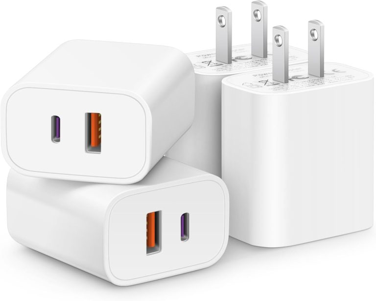 [4 Pack] USB C Charger Block Fast Charging Multiport Wall Charger [PD 20W USB-C & QC 3.0 USB Port] for IP 16/15/14/13/12/11/X/8, i Pad, Sam Sung, Google, Galaxy & More