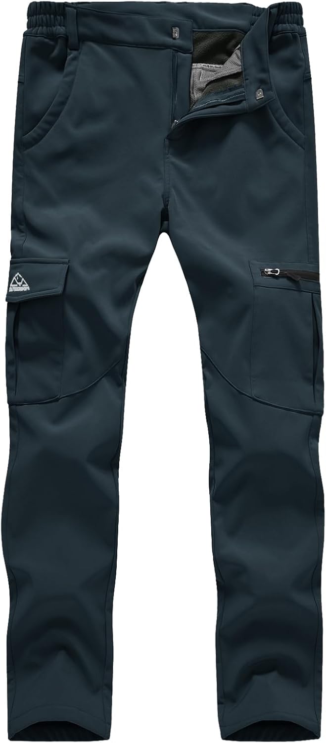 TBMPOY Women’s Hiking Cargo Pants Outdoor Waterproof Windproof Softshell Fleece Snow Pants
