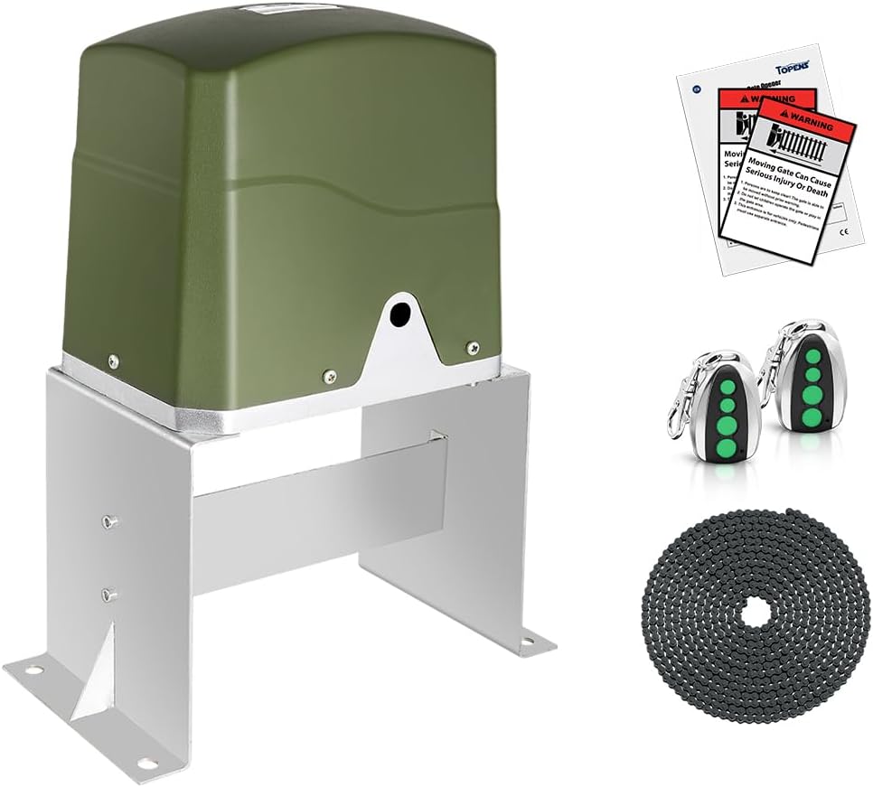 TOPENS CK700 Automatic Sliding Gate Opener Chain Drive Electric Gate Motor for Heavy Driveway Slide Gates Up to 1600 Pounds, Security Gate Operator AC Powered with 20ft Roller Chain and Remote Control TOPENS CK700 Automatic Sliding Gate Opener Chain Drive Electric Gate Motor for Heavy Driveway Slide Gates Up to 1600 Pounds, Security Gate Operator AC Powered with 20ft Roller Chain and Remote Control