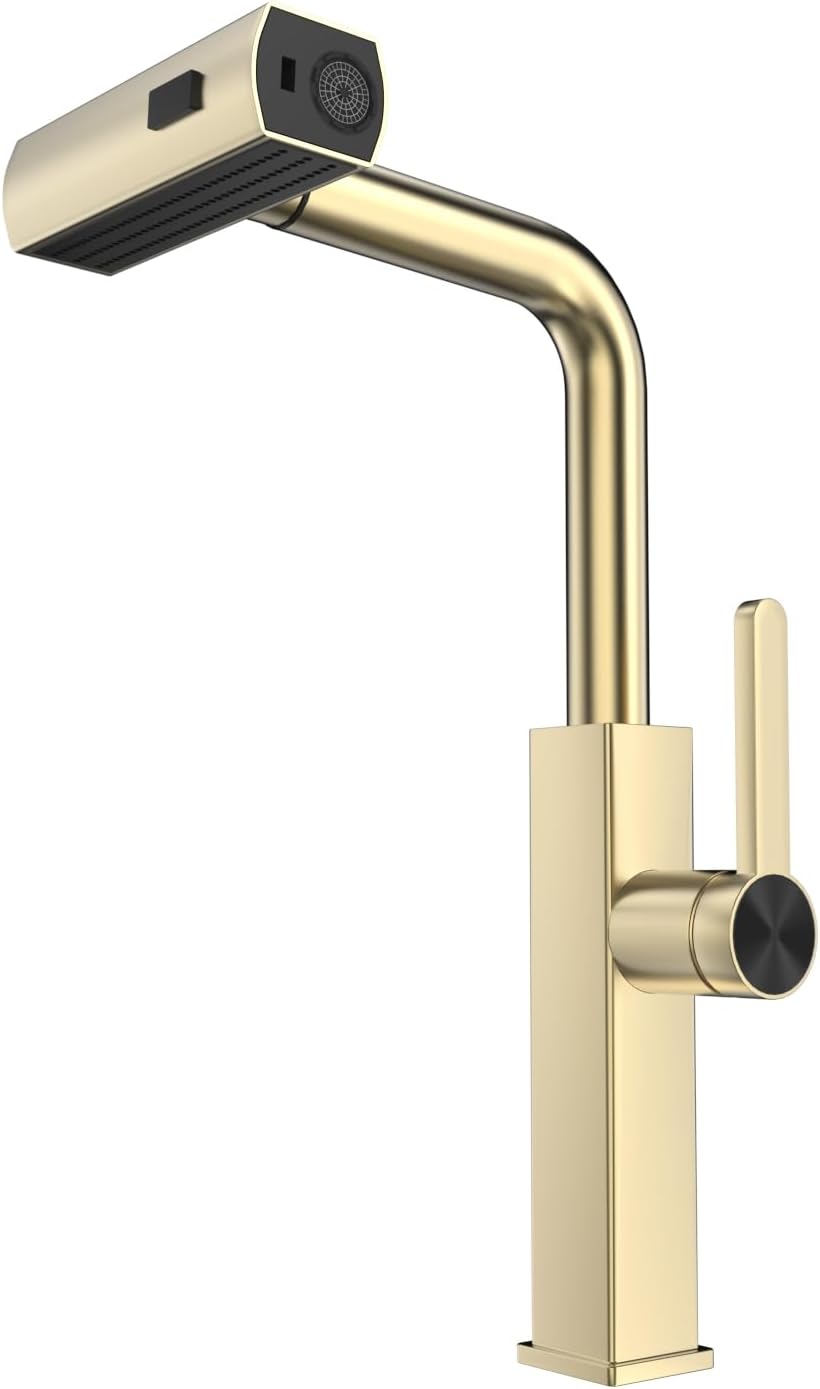 Waterfall Kitchen Faucet,Gold Kitchen Faucet with Pull Down Sprayer,Faucets for Kitchen Sink,Single Handle Kitchen Faucet Stainless Steel,Pull Out Sprayer Kitchen Faucets Waterfall Kitchen Faucet,Gold Kitchen Faucet with Pull Down Sprayer,Faucets for Kitchen Sink,Single Handle Kitchen Faucet Stainless Steel,Pull Out Sprayer Kitchen Faucets