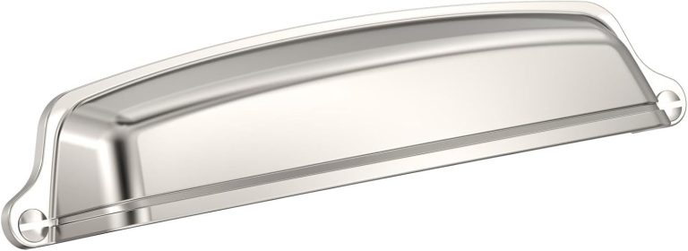 Amerock BP22439PN | Stature 5-1/16 inch (128mm) Center-to-Center Polished Nickel Cabinet Cup Pull | Kitchen Cabinet Hardware | Furniture Hardware | Drawer Handle