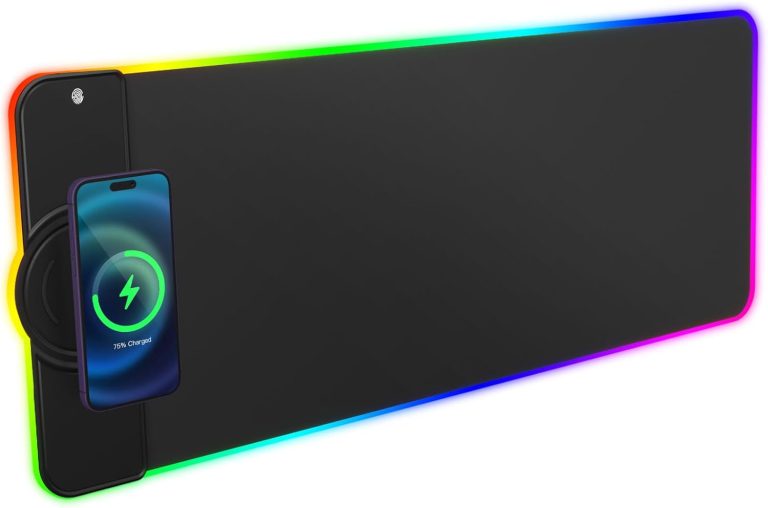 Charging RGB Gaming Mouse Pad – Wireless 15W Mousepad LED Extra Large Mouse Mat 80 * 30cm, 10 Light Modes Gaming Room Accessories, Computer Keyboard Mat Fast Charging Desk Mat for Gaming, Black