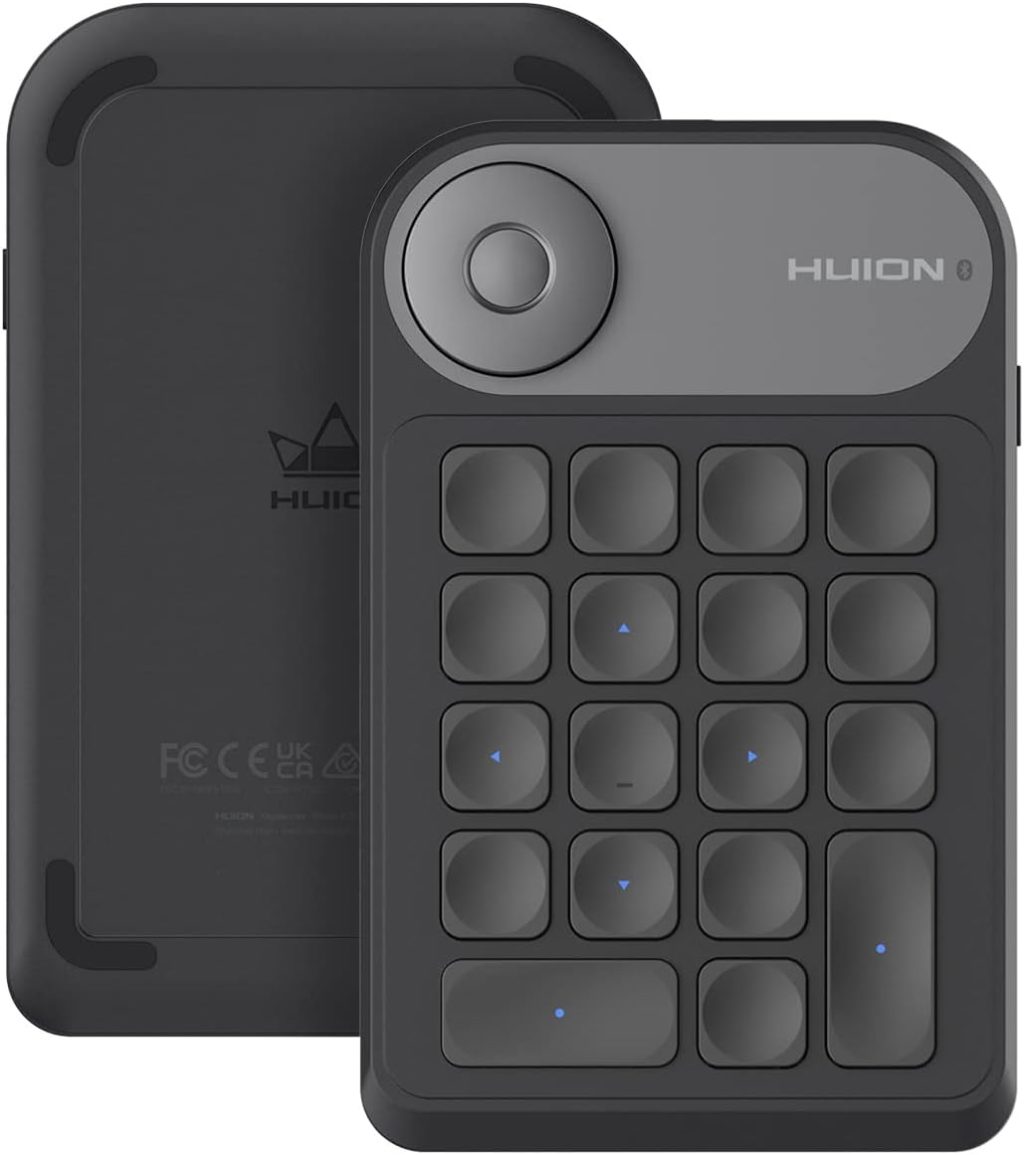 HUION Keydial Mini Bluetooth Programmable Keypad with Dial 5 Keys Anti-ghosting 18 Customized Keys, Wireless Shortcut Keyboard for Drawing Tablet, PC, MacBook, Surface Pro, Laptops HUION Keydial Mini Bluetooth Programmable Keypad with Dial 5 Keys Anti-ghosting 18 Customized Keys, Wireless Shortcut Keyboard for Drawing Tablet, PC, MacBook, Surface Pro, Laptops
