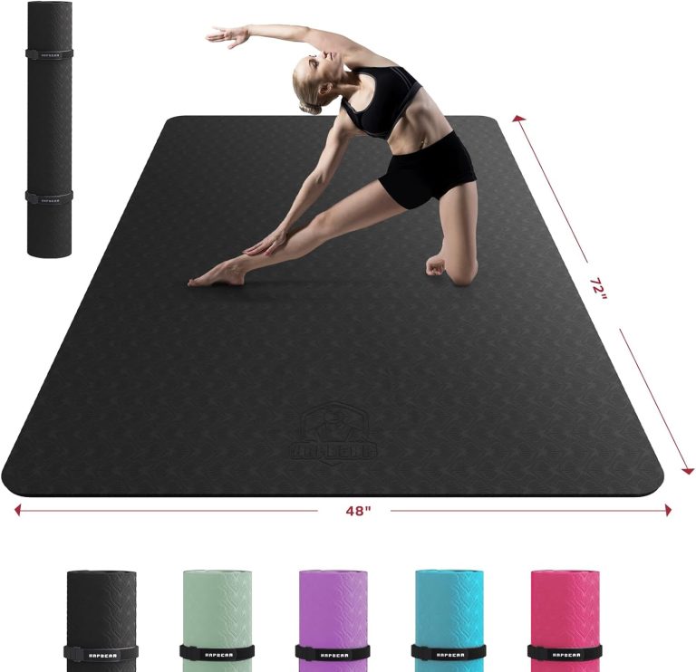 HAPBEAR Extra Large Yoga Mat – 72″x48″/78″x54″x6/8mm (1/4 &1/3 inch), Non-Slip, Durable, Eco-Friendly, Thick Wide Exercise Mat for Home Workouts, Yoga, Pilates, Stretching, Meditation (Barefoot Exercise)