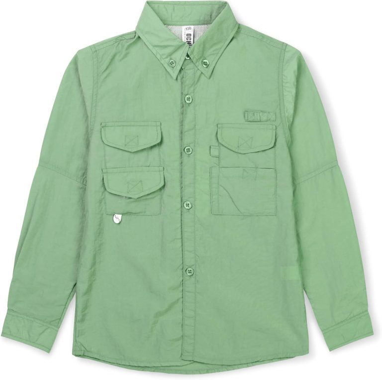 OCHENTA Boys’ Button Down Long Sleeve Fishing Shirt Quick-Dry UV Sun Protection Outdoor Tops