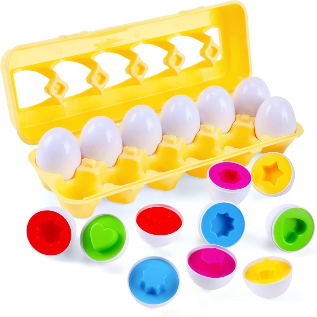 Matching Eggs 12 pcs Set Easter Eggs – Educational Color & Shape Recognition Sortere Skills Study Toys, Montessori Toys, STEM Educational Toy Gift for Toddler 1 2 3 Year Old Matching Eggs 12 pcs Set Easter Eggs – Educational Color & Shape Recognition Sortere Skills Study Toys, Montessori Toys, STEM Educational Toy Gift for Toddler 1 2 3 Year Old