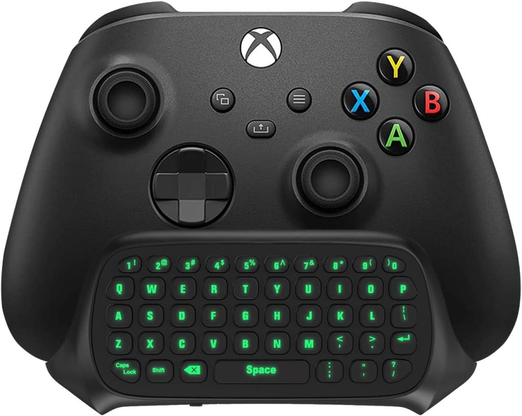 TiMOVO Green Backlight Keyboard for Xbox One, Xbox Series X/S,Wireless Chatpad Message KeyPad with Headset & Audio Jack,Mini Game Keyboard Fit Xbox One/One S/One Elite/2, 2.4G Receiver Included, Black TiMOVO Green Backlight Keyboard for Xbox One, Xbox Series X/S,Wireless Chatpad Message KeyPad with Headset & Audio Jack,Mini Game Keyboard Fit Xbox One/One S/One Elite/2, 2.4G Receiver Included, Black