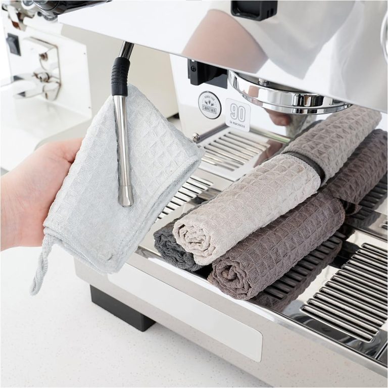 watchget Barista Microfiber Cloths – 4 Pack (12″x12″) Professional Cleaning Towels for Espresso Machines, Steam Wands & Countertops Essential Coffee Bar Accessories