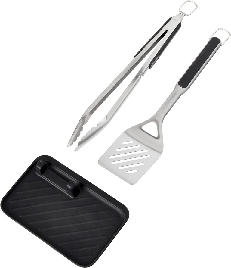 OXO Good Grips Grilling, 3pc Set – Tongs, Turner and Tool Rest, Black