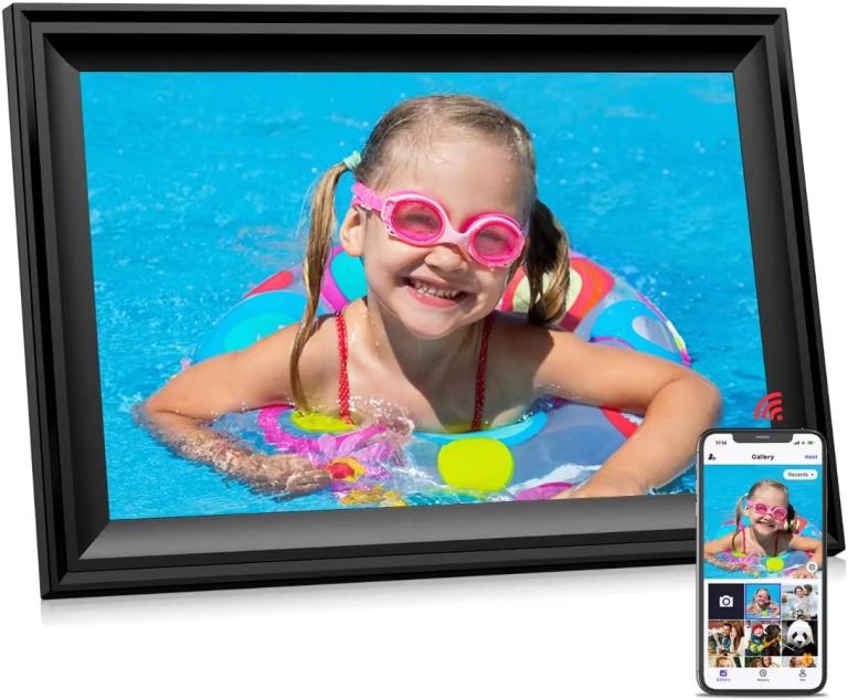 ThankVip Digital Picture Frame 10.1 Inch WiFi Photo Frame Electronic, IPS HD Display Touch Screen,16GB Storage, Slideshow, Wall Mountable, Auto-Rotate, Share Photos and Video via Uhale App