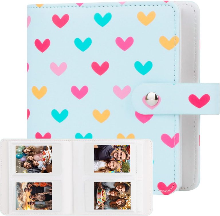 112 Pockets Photo Album for Fujifilm Instax Mini Camera, Photo Album for Polaroid Mini Films, Leather Cover, 2×3 Photo Album for Instax Mini 12 11 9 40 90 8 7 Evo LiPlay Instant Camera (Blue)