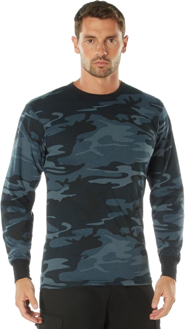 Rothco Long Sleeve Color Camo T-Shirt – Comfortable Tee for Outdoor Adventure (US, Alpha, XX-Large, Regular, Regular, Midnight Blue Camo)