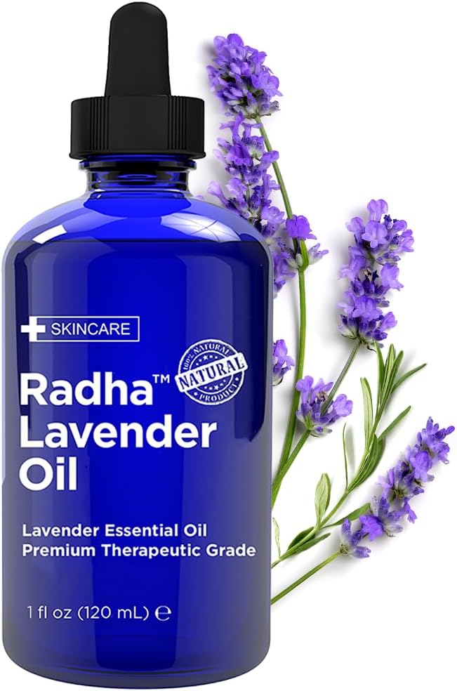 Radha Beauty – Lavender Essential Oil 4oz – Premium Therapeutic Grade, Steam Distilled for Aromatherapy, Relaxation, Laundry, Meditation, Massage, Yoga, Relief Radha Beauty – Lavender Essential Oil 4oz – Premium Therapeutic Grade, Steam Distilled for Aromatherapy, Relaxation, Laundry, Meditation, Massage, Yoga, Relief