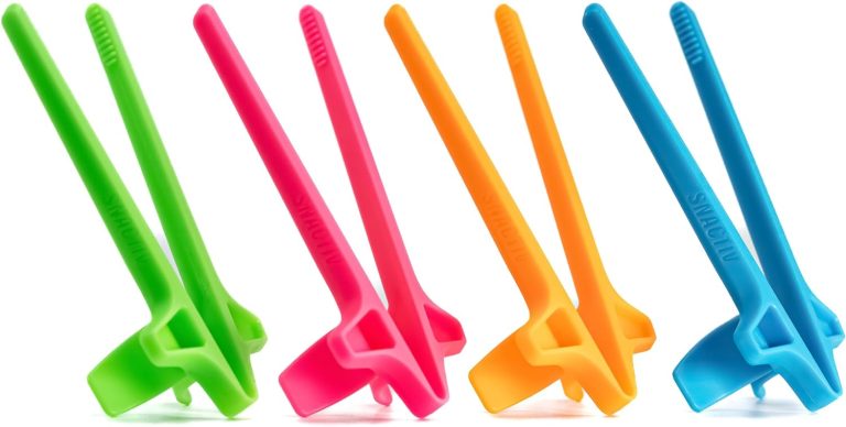 SNACTIV LITE Finger Chopsticks for Gamers 4PC NEON Bundle – As Seen on Shark Tank! The Official Snacking Tool of the Future – Enjoy Snacks and Chips with Ease – Innovative Gaming Snacking Solution