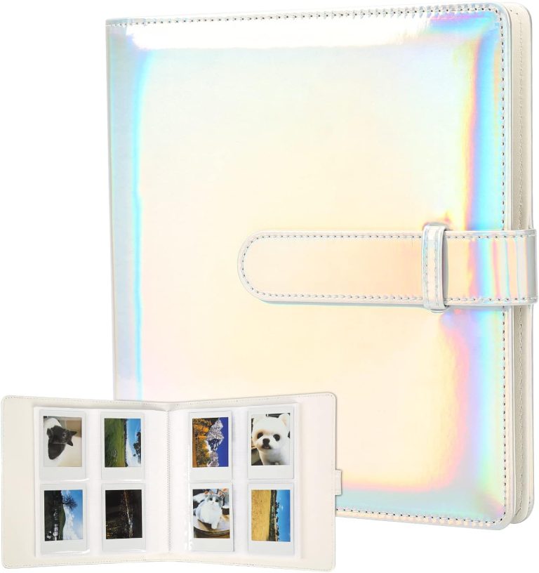 256 Pockets Photo Album for Fujifilm Instax Mini Camera, Photo Album for Polaroid, Leather Cover, Photo Album for Instax Mini 12 11 9 40 90 8 7 Evo LiPlay Instant Camera, 2×3 Photo Album, Magic Silver