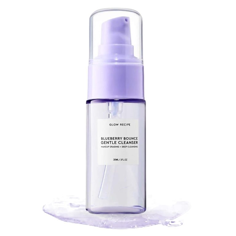 Glow Recipe Blueberry Bounce Gentle Face Cleanser Travel Size – 3-in-1 Foaming Double Cleanser, Makeup Remover & Clarifying Mask – Hydrating Hyaluronic Acid, Blueberry Extract & Exfoliating AHA (30ml)