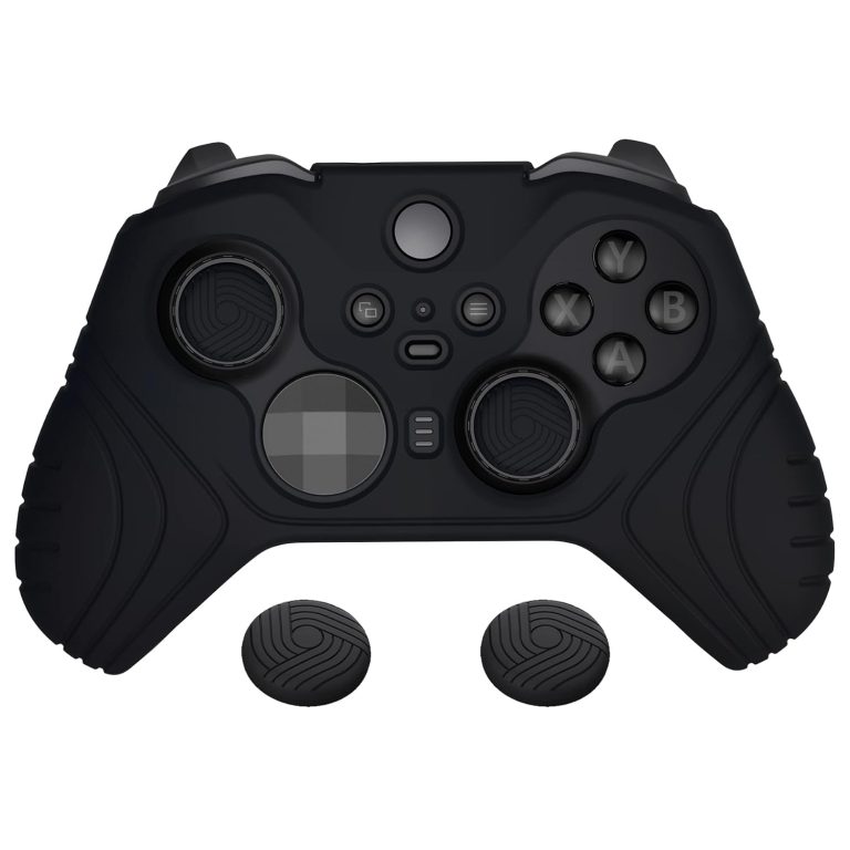 playvital Samurai Edition Anti Slip Silicone Case Cover for Xbox Elite Wireless Controller Series 2 Core, Ergonomic Soft Rubber Skin Protector for Xbox Elite Series 2 with Thumb Grip Caps – Black