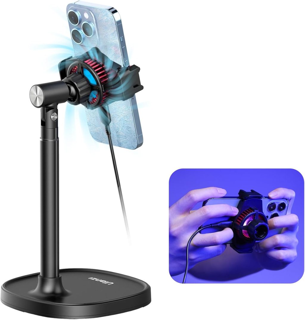 ULANZI SK-06 Cell Phone Cooler Phone Stand, Desktop Cell Phone Gaming Radiator with Cooling Device, Height Adjustable Phone Stand 2.56-3.49 inches iOS/Android Semiconductor Heatsink Cooling ULANZI SK-06 Cell Phone Cooler Phone Stand, Desktop Cell Phone Gaming Radiator with Cooling Device, Height Adjustable Phone Stand 2.56-3.49 inches iOS/Android Semiconductor Heatsink Cooling