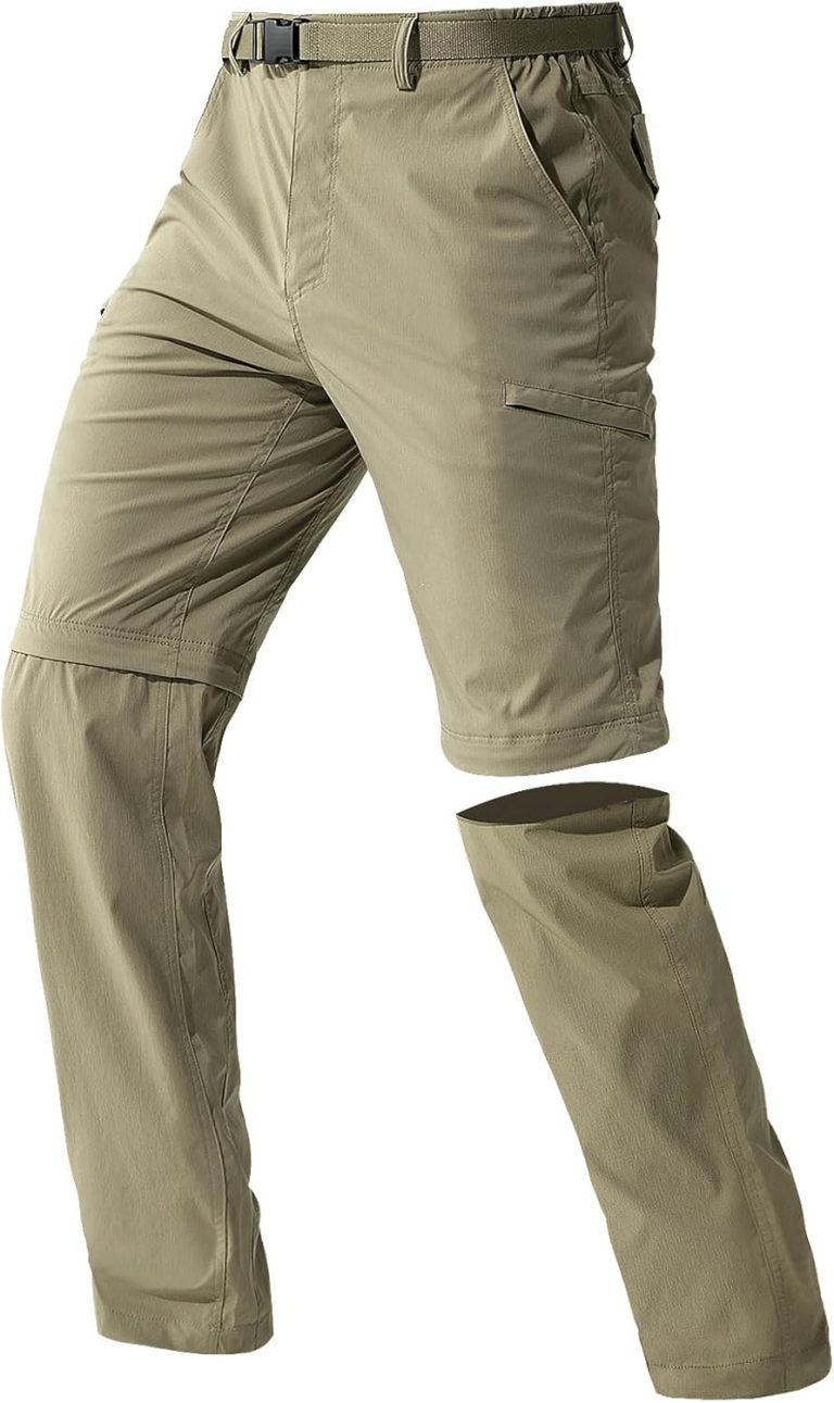 FREE SOLDIER Men’s Outdoor Convertible Hiking Pants with Belt Lightweight Quick Dry Tactical Cargo Pants Nylon Spandex