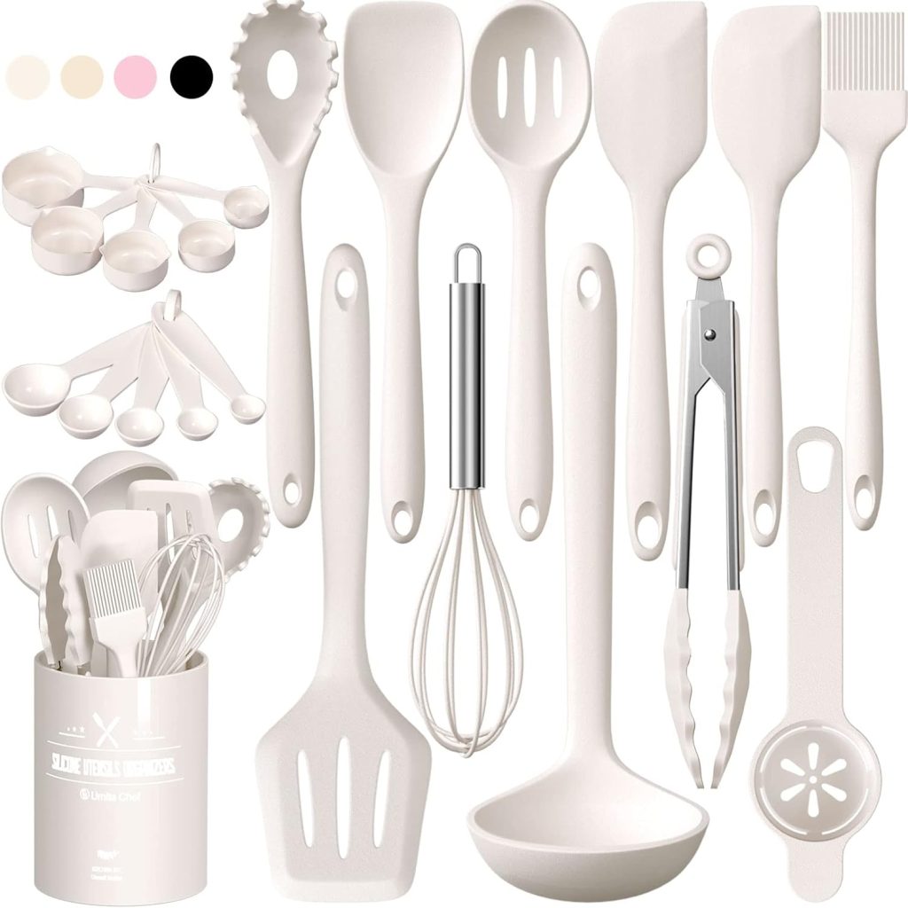 Kitchen Utensils Set, Umite Chef 22Pcs Silicone Cooking Utensils Set, Heat Resistant Silicone Kitchen Spatulas Set with Holder, White Cooking Gadgets Tools Set for Nonstick Cookware, Dishwasher Safe Kitchen Utensils Set, Umite Chef 22Pcs Silicone Cooking Utensils Set, Heat Resistant Silicone Kitchen Spatulas Set with Holder, White Cooking Gadgets Tools Set for Nonstick Cookware, Dishwasher Safe