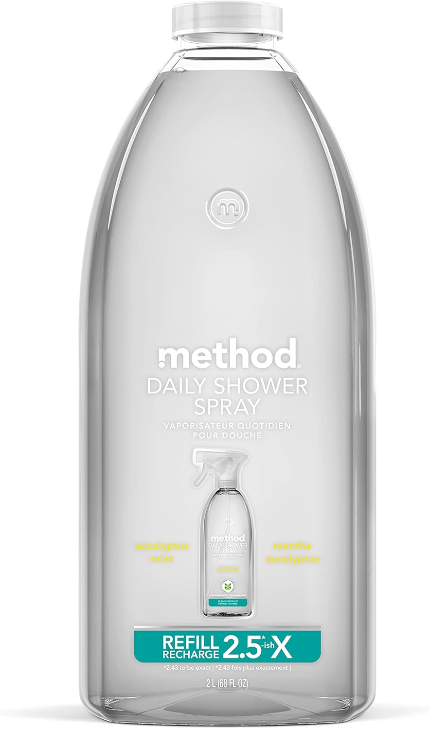 Method Daily Shower Cleaner Refill, Eucalyptus Mint, For Showers, Tile, Fixtures, Glass and Tubs, 68 Fl Oz (Pack of 1) Method Daily Shower Cleaner Refill, Eucalyptus Mint, For Showers, Tile, Fixtures, Glass and Tubs, 68 Fl Oz (Pack of 1)