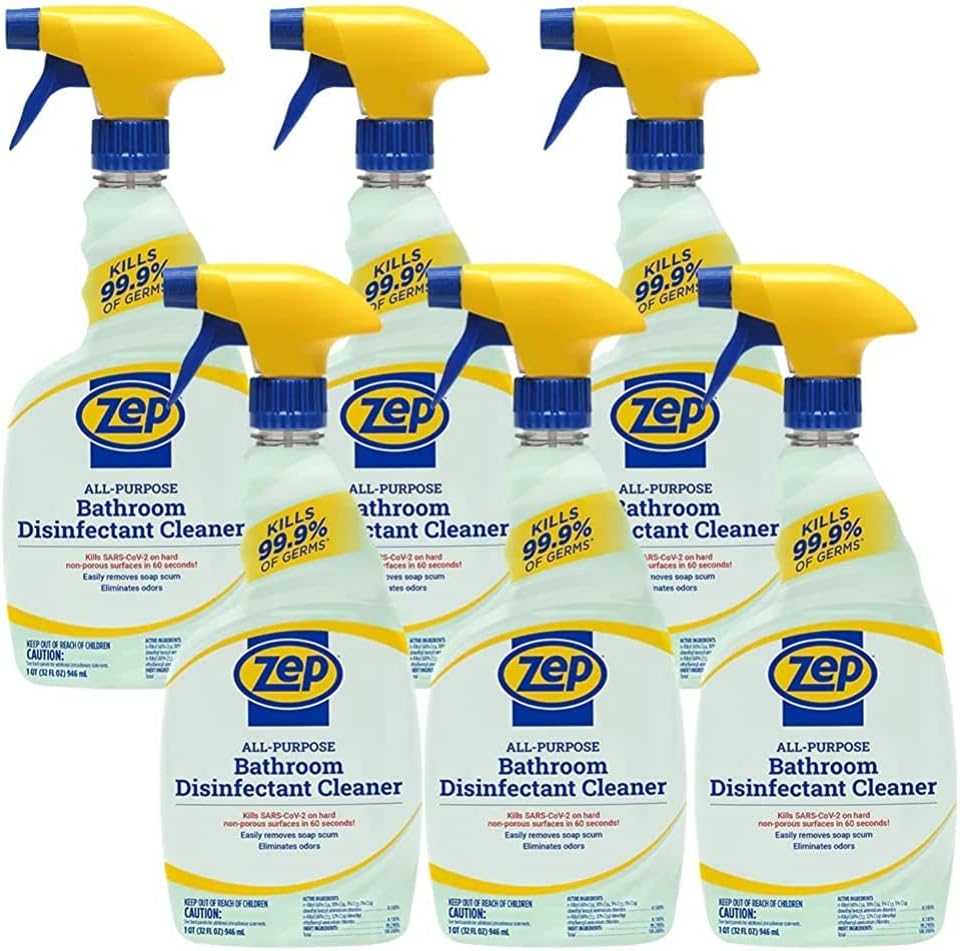 Zep Home Pro All-Purpose Bathroom Disinfectant Cleaner – 32 Fl. Oz. (Case of 6) – R53406… Zep Home Pro All-Purpose Bathroom Disinfectant Cleaner – 32 Fl. Oz. (Case of 6) – R53406…