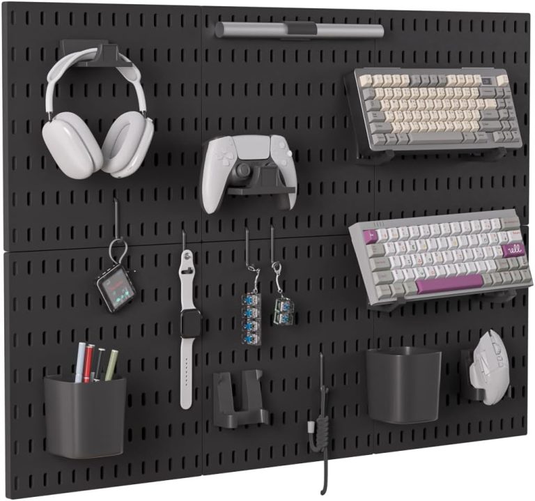 Gliging Controller and Keyboard Holder Wall Mount, Modular Gaming Pegboard with Accessories, Wall Organizer Peg Board for Keyboard Xbox PS5 PS4 Switch, Video Game Storage
