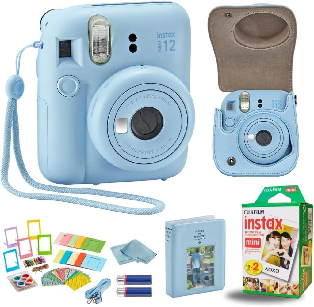 Fujifilm Instant Mini 12 Instant Camera + BluebirdSales Accessory Bundle & Compatible Custom Case + Fuji Instant (20 Shots) Designer Mini Photo Album (60 Pockets) (Pastel Blue) Fujifilm Instant Mini 12 Instant Camera + BluebirdSales Accessory Bundle & Compatible Custom Case + Fuji Instant (20 Shots) Designer Mini Photo Album (60 Pockets) (Pastel Blue)