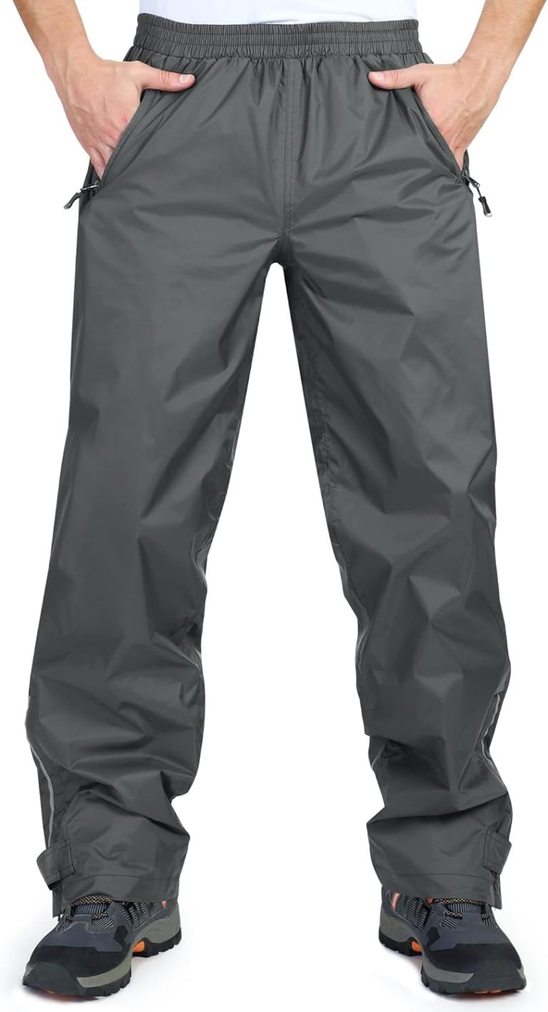 33,000ft Men’s Rain Pants, Waterproof Rain Over Pants, Windproof Outdoor Pants for Hiking, Fishing