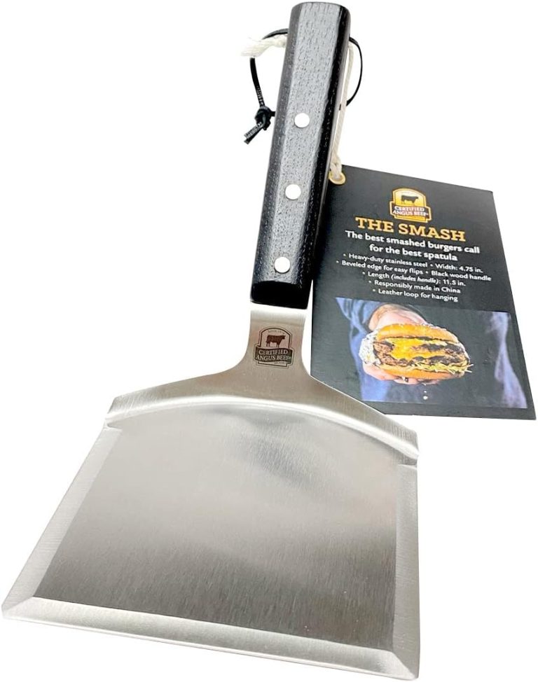 Certified Angus Beef The Smash – Big Smash Burger Spatula Heavy Duty Stainless Steel Burger Smasher Tool for Griddle Accessories, Kitchen Gadgets, and Grill Accessories