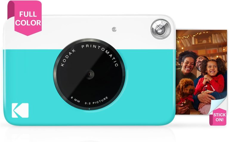 KODAK Printomatic Full-Color Instant Print Digital Camera – Colorful Photos On Zink 2×3″ Sticky-Back Photo Paper – 5MP, Portable, Creative Fun Gift for Birthday, Christmas, Holiday – Blue