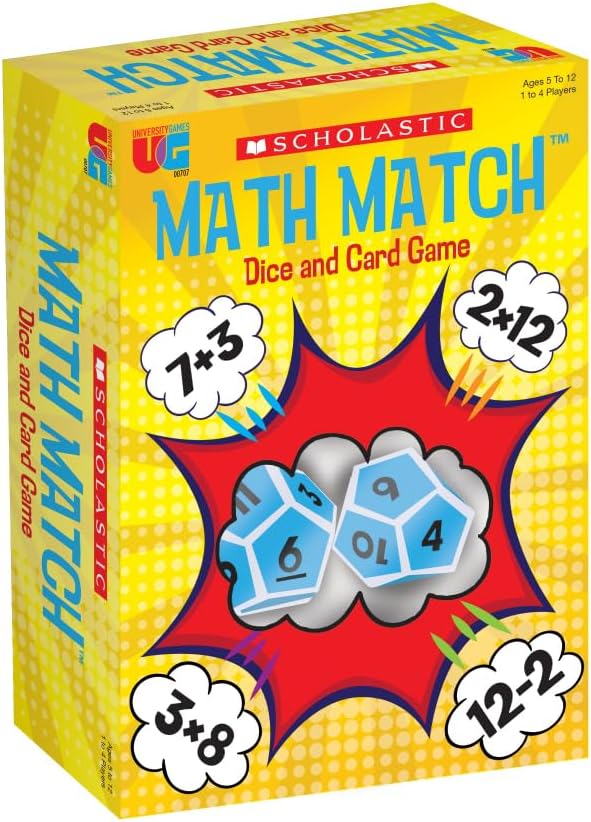 University Games, Scholastic Math Match Travel Dice Game, Mathematics Reinforcement Game for Kids, for 2 or More Players Ages 5 and Up University Games, Scholastic Math Match Travel Dice Game, Mathematics Reinforcement Game for Kids, for 2 or More Players Ages 5 and Up