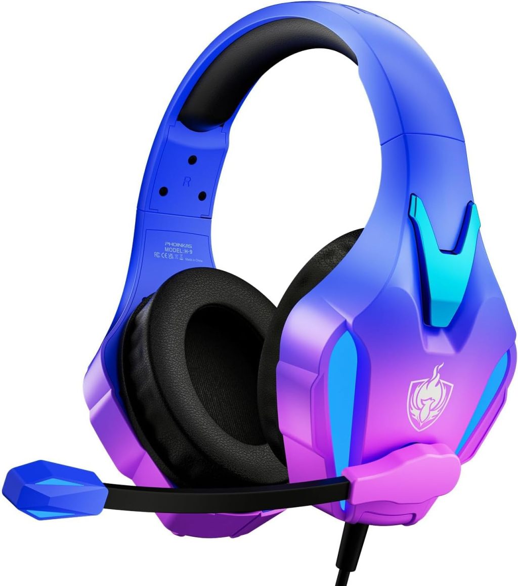 PHOINIKAS PS4 Gaming Headset for PC, PS5, Xbox Headset with 7.1 Stereo Sound, Over Ear Gaming Headphones for Switch, Mobile PS4 with Noise Cancelling Mic, LED Light (Violet) PHOINIKAS PS4 Gaming Headset for PC, PS5, Xbox Headset with 7.1 Stereo Sound, Over Ear Gaming Headphones for Switch, Mobile PS4 with Noise Cancelling Mic, LED Light (Violet)