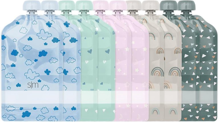 Simple Modern Reusable Baby Food Pouches for Toddlers | BPA Free Plastic, Food Safe, Freezer Safe | Refillable for Applesauce Yogurt & Puree Squeeze Pouch | 10 pack | 5oz | Assorted