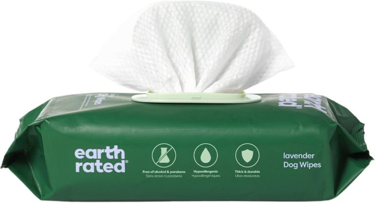 Earth Rated Hypoallergenic Dog Wipes, Cleaning and Odor-Controlling Grooming Wipes for Paws, Body, and Butt, Perfect for Puppy and Adult Dogs, Lavender Scent, 100 Count