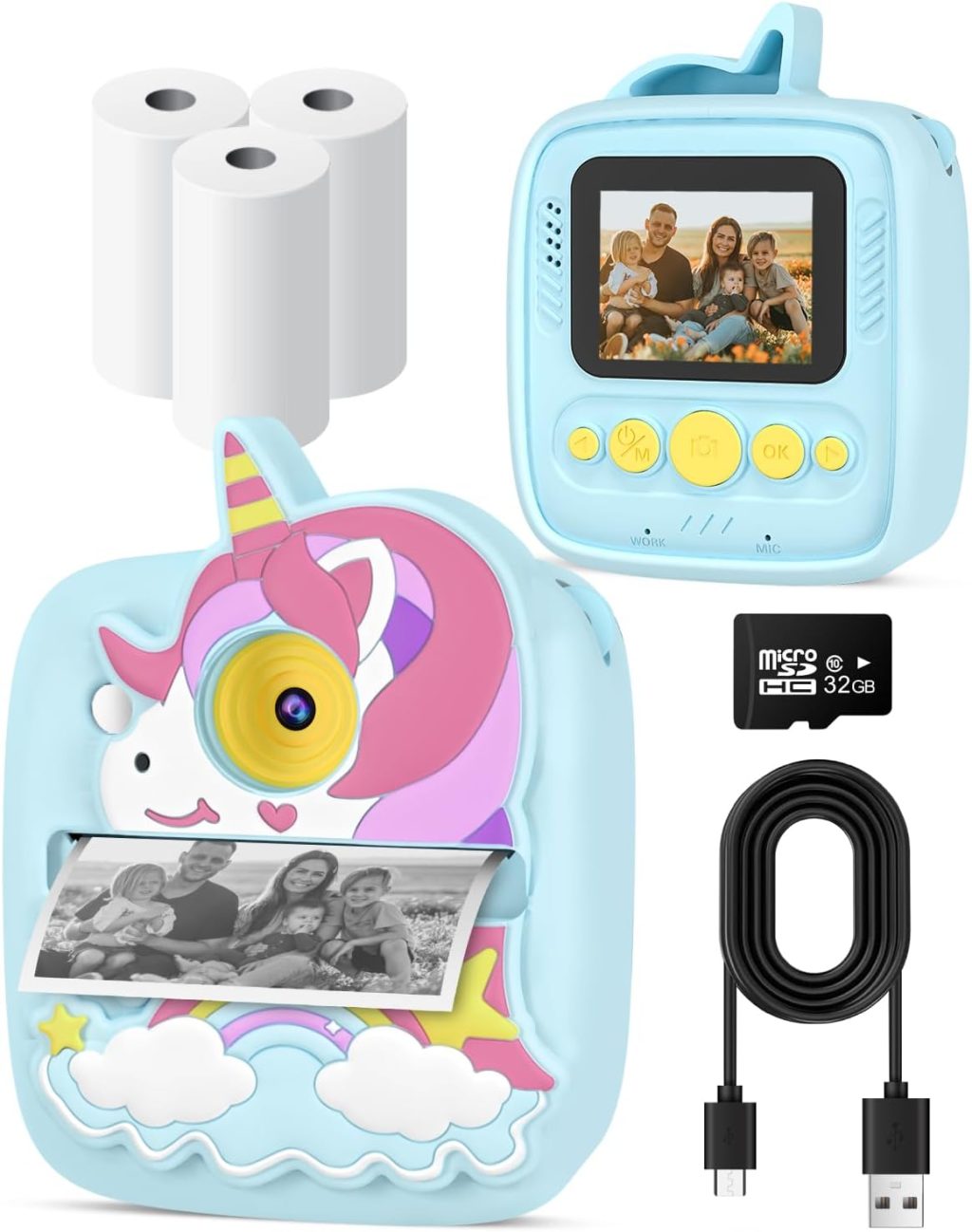 Instant Print Camera for Kids 3-12 Years, Thermal Print Kids Camera Toy is a Surprise Gift for Girls & Boys with 32G SD Card, 48 MP Photo, 1080P Video, 3 Rolls of Photo Paper (Blue) Instant Print Camera for Kids 3-12 Years, Thermal Print Kids Camera Toy is a Surprise Gift for Girls & Boys with 32G SD Card, 48 MP Photo, 1080P Video, 3 Rolls of Photo Paper (Blue)