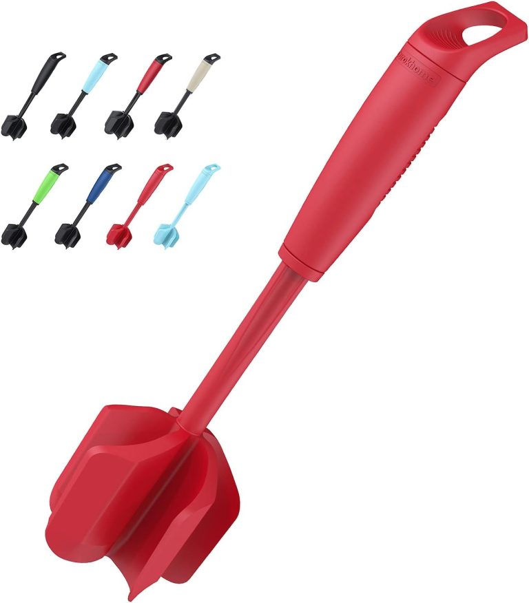 Ourokhome Upgrade Meat Chopper and Potato Masher, Heat Resistant Ground Meat Smasher for Hamburger Meat, 5 Curved Blades Ground Beef Smasher, Nylon Non Stick Mixer, Stirrer and Kitchen Gadgets, Red