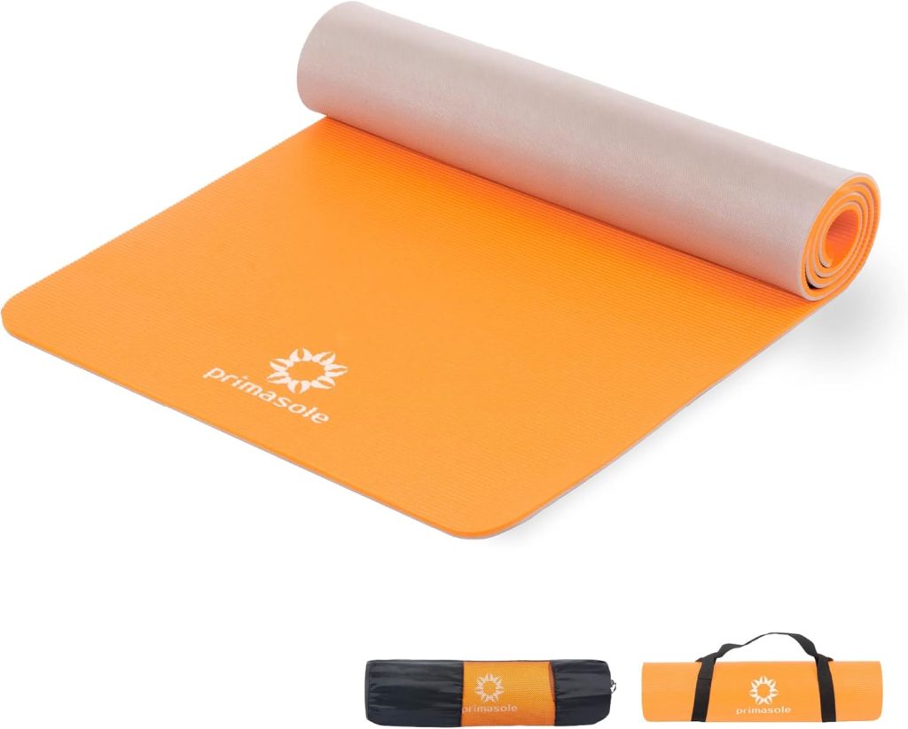 Primasole Yoga Mat Eco-Friendly Material 1/2 inch Non-Slip Yoga Pilates Fitness at Home & Gym 4 Colors with Carrying Case & Strap