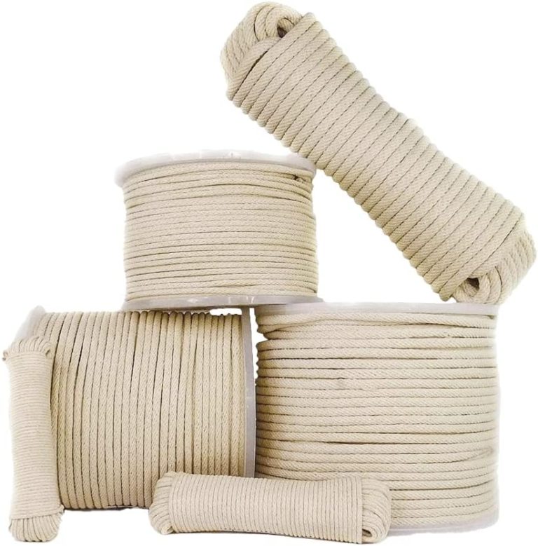 SGT KNOTS Cotton Sash Cord – All Purpose Rope for Window Sashing, Tying Clotheslines, and Decorative Purposes (3/8″ x 100ft Spool, Natural)