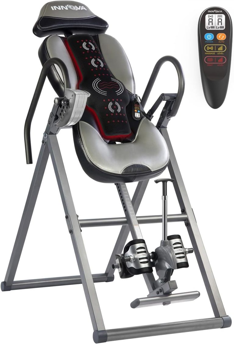 INNOVA HEALTH AND FITNESS ITM5900 Advanced Heat and Massage Inversion Table, Gray/Black