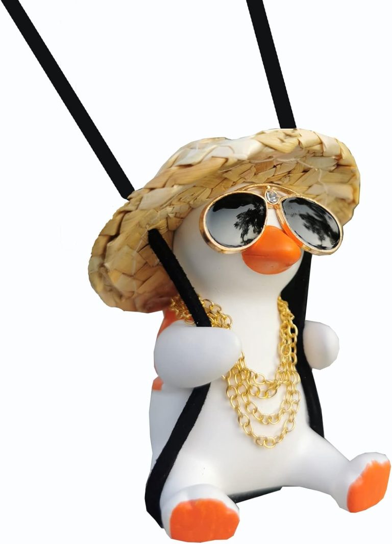 Rear View Mirror Hanging Accessories of Cool Swinging Duck Car Hanging Ornament Cute Car Accessories for Teens Men Women Car Mirror Hanging Accessories Funny Truck Car Pendant Car Charms(Cool A)