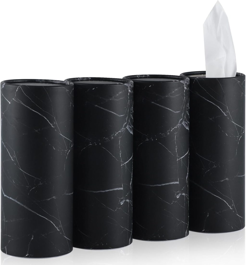 SINGARO Car Tissue Holder, 4 Pack Car Cup Holder Facial Tissues with Kleenex Travel Tissue Bag, Quick and Convenient Flower Combination Car Tissue Box(4 Canisters/200 Tissues) Black SINGARO Car Tissue Holder, 4 Pack Car Cup Holder Facial Tissues with Kleenex Travel Tissue Bag, Quick and Convenient Flower Combination Car Tissue Box(4 Canisters/200 Tissues) Black